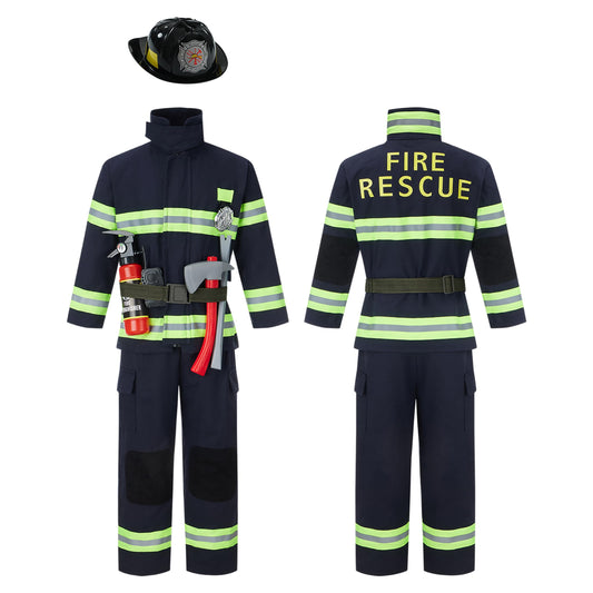 Kosgraiy firefighter costume jacket with FIRE RESCUE print for realistic role play