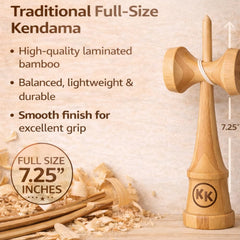 Kotaro Pro Bamboo Kendama grip handle close-up shows ergonomic control.