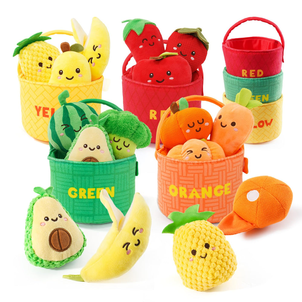 Koty baby sensory toys: soft sorting food basket enhances independent play.