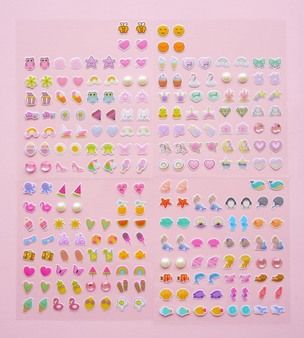 Koutey Stick-On Earrings flamingo pink close-up for cute costume accents