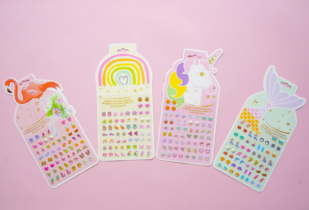 Koutey Stick-On Earrings mermaid glitter close-up for sparkly non-pierced looks