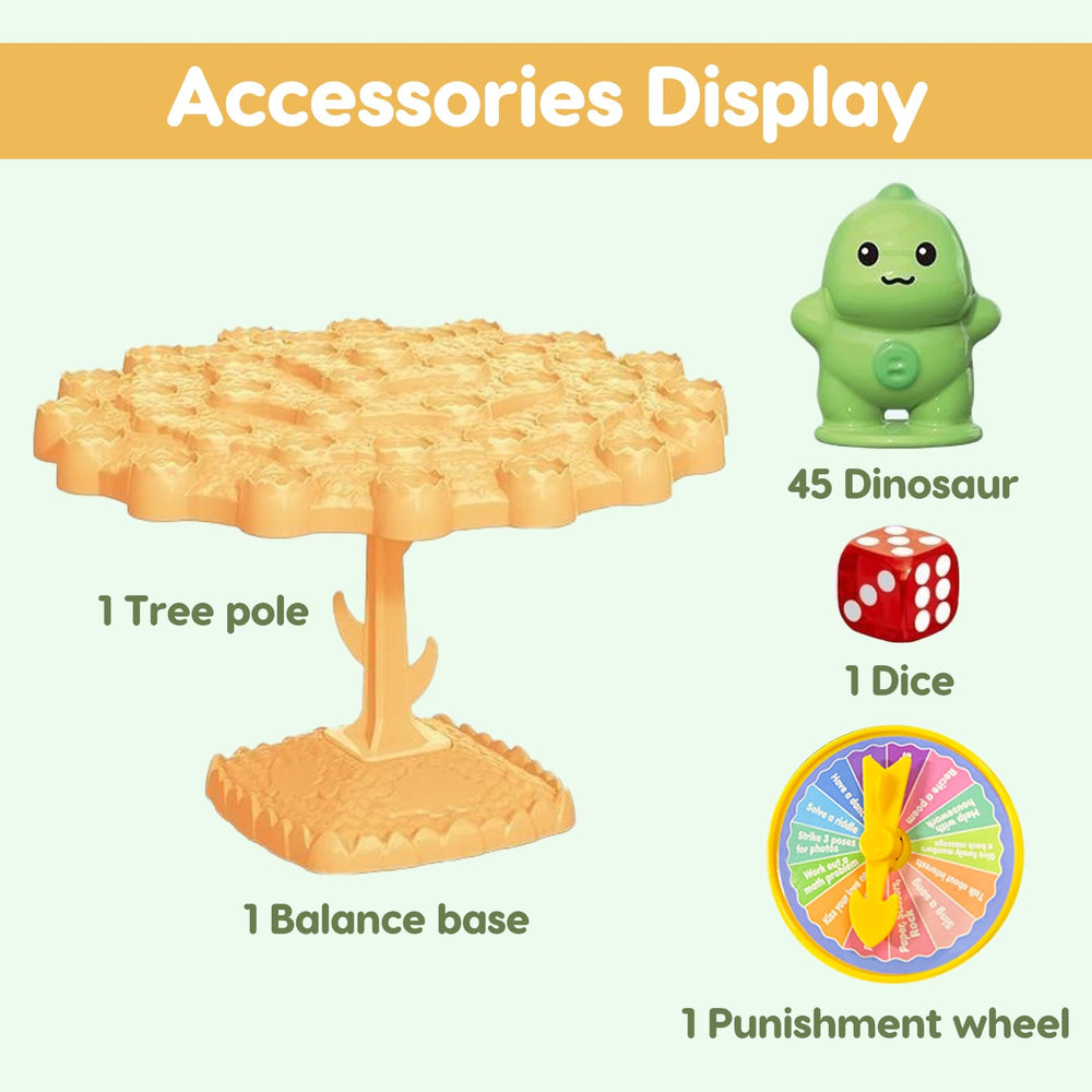Kowgical balance tree dice captures quick turns during a dino challenge.