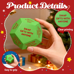 kowgical Santa Swap Dice in use during a family game night