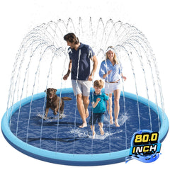 KOXOBET 80-inch non-slip splash pad ideal for backyard kids and pets
