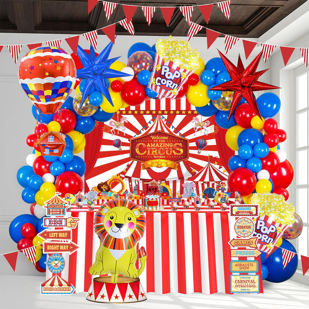 Kozee carnival balloons in red, blue, and yellow brighten celebrations and photo moments.