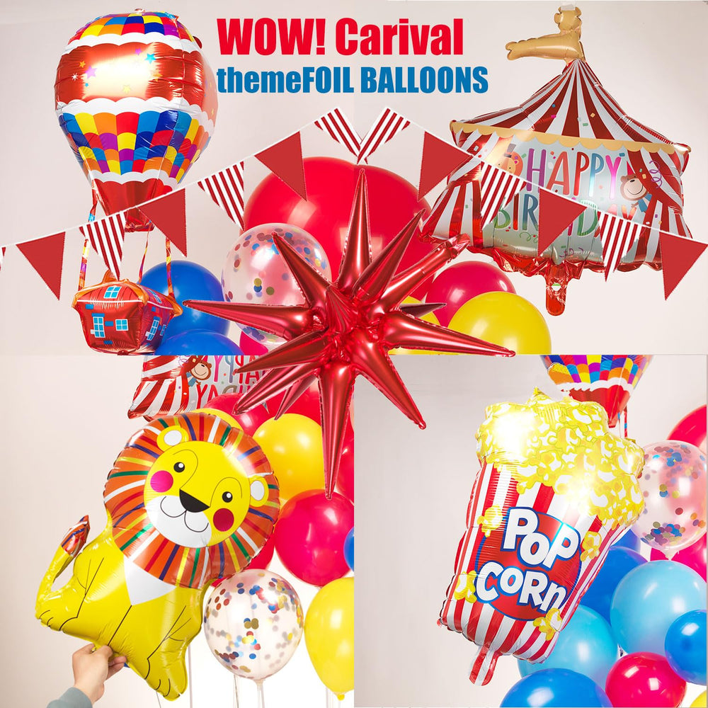 Kozee foil popcorn balloons add playful, sparkling accents for a fun mood.