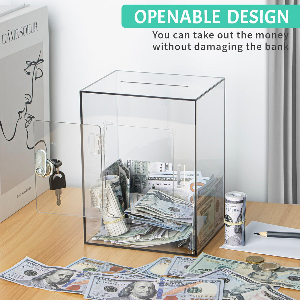 Kozsort brown clear piggy bank large capacity ideal for coins and folded cash