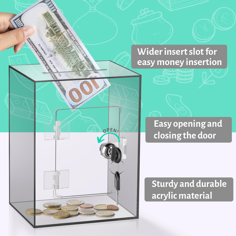 Kozsort brown clear piggy bank opened with key for secure access to savings