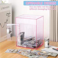 Kozsort pink clear piggy bank durable acrylic construction protects savings
