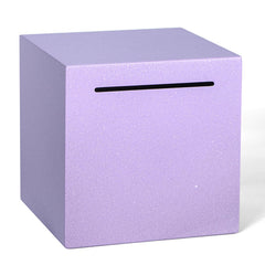 Kozsort unbreakable piggy bank purple front view highlighting durable stainless steel construction.