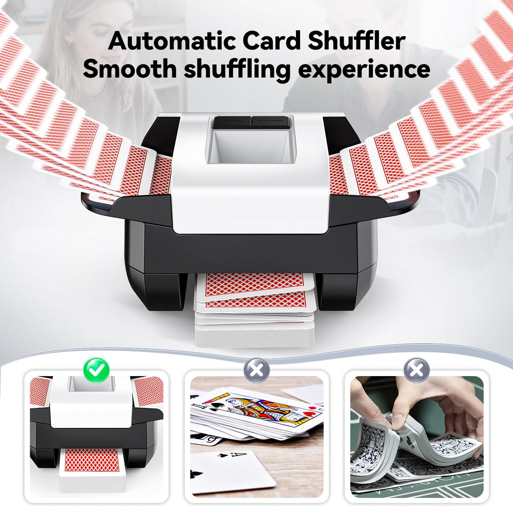 KPAW Card Shuffler compact size for easy packing at family game night.