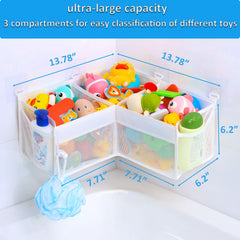 KPH Corner Bath Toy Organizer uses breathable mesh to help toys dry faster.
