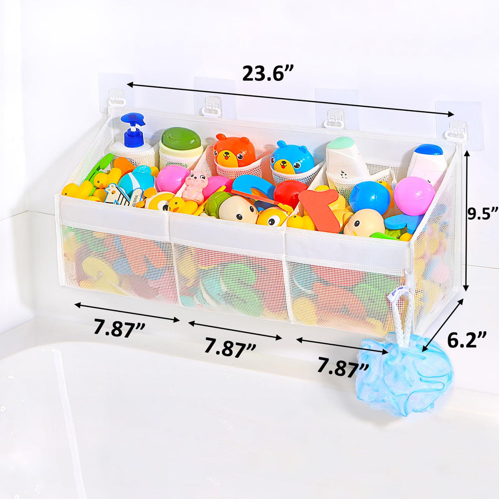 KPH mesh bath toy storage dries quickly through breathable fabric