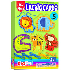 KRAFUN lacing card lion for fine motor skills and color matching.
