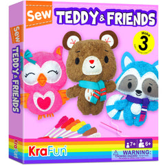 KRAFUN sewing kit for kids Teddy Bear doll with soft fabric and beginner-friendly design