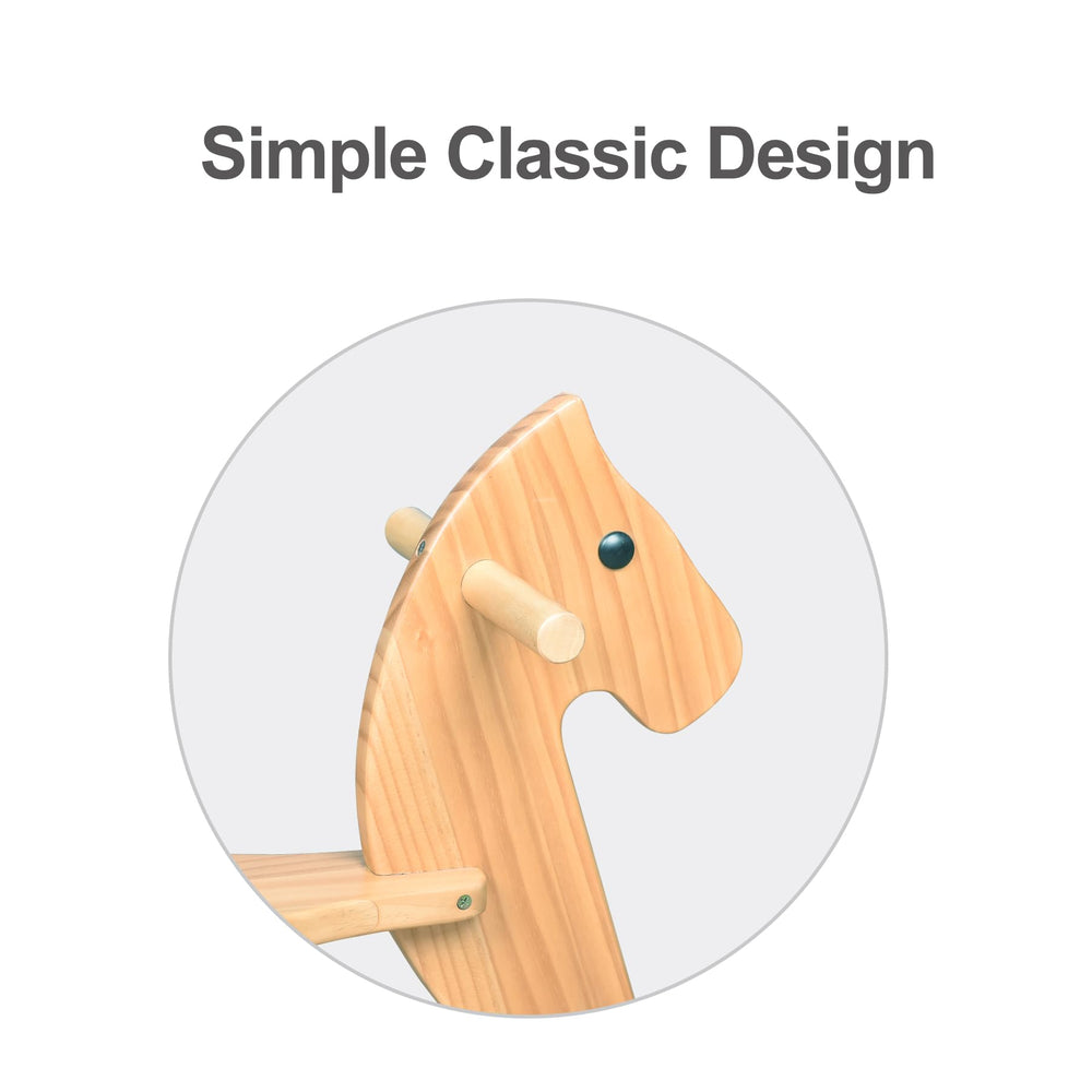 KRAND rocking horse backrest safety supports comfortable, secure rides for kids.