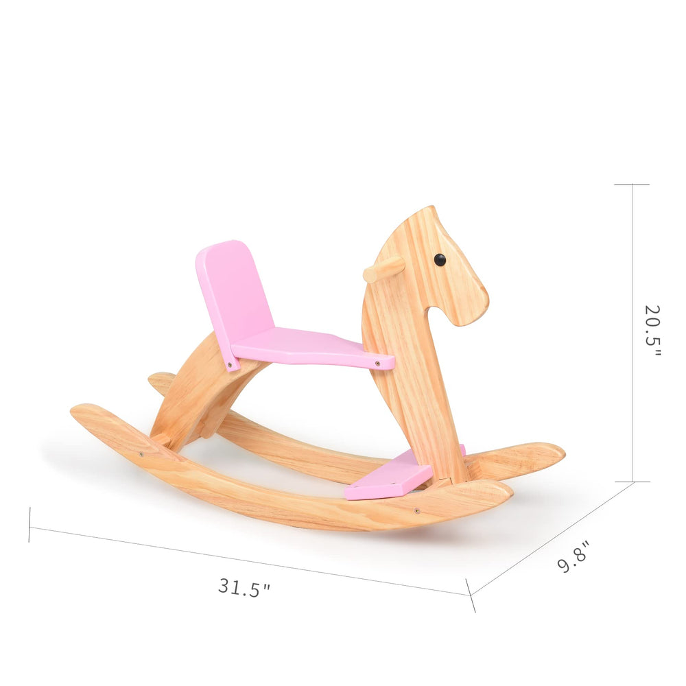 KRAND wooden rocking horse pink gift-ready option for birthdays.