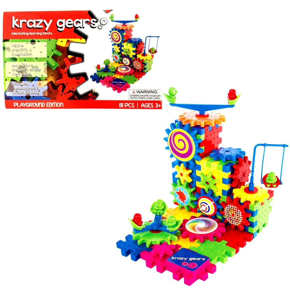 Krazy Gears motorized gear spin showcases kinetic play and learning.