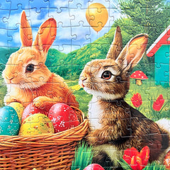 Kribin Easter puzzle eggs and bunny scene, family gift idea.