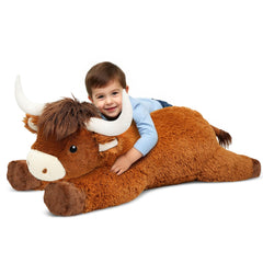Ksidzas 39-inch Highland Cow plush full-body view ideal for cozy room decor and hugs