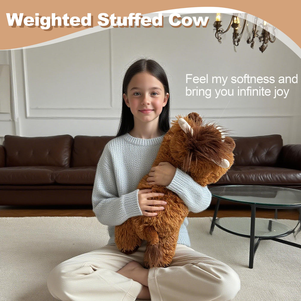 Ksidzas Highland cow plush features detailed eyes and hooves for lifelike cuddling
