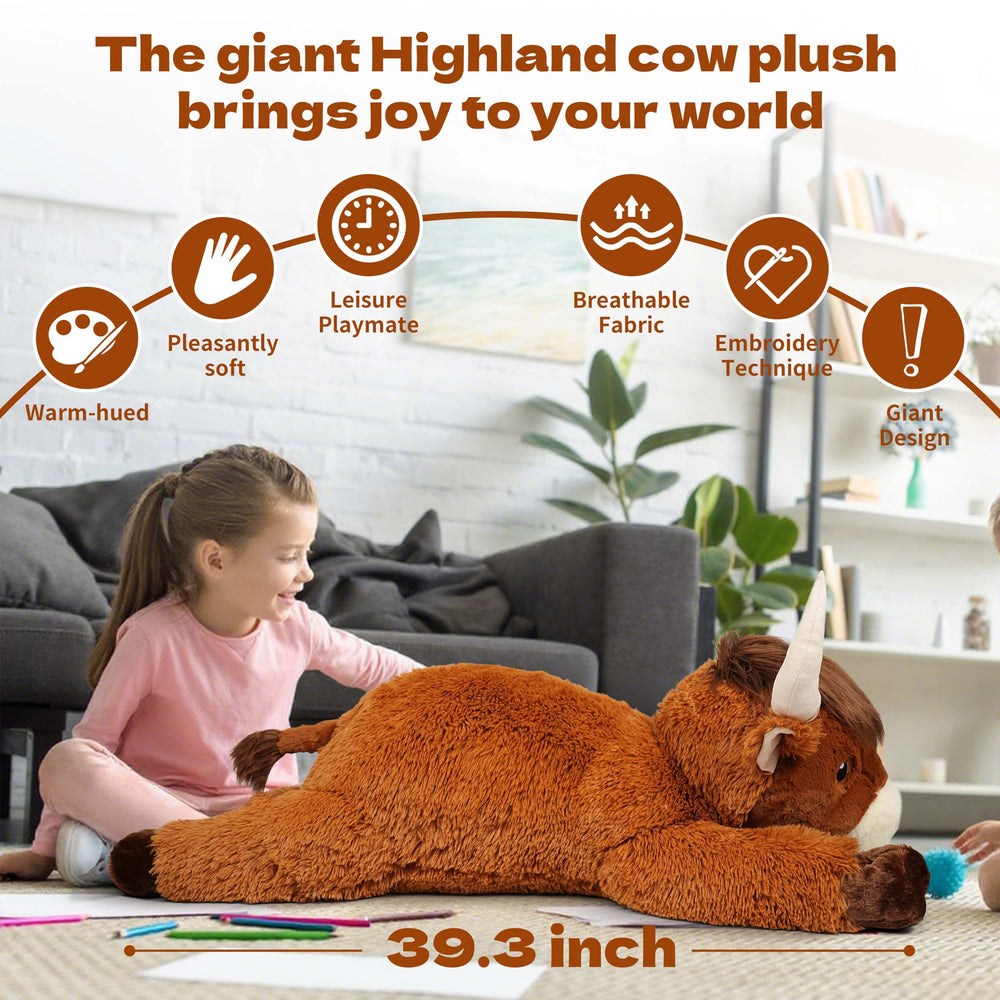 Ksidzas Highland Cow plush soft hugs image perfect for movie nights and bedtime snuggles