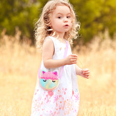 K.T. Fancy unicorn crossbody bag provides cute accessory storage.