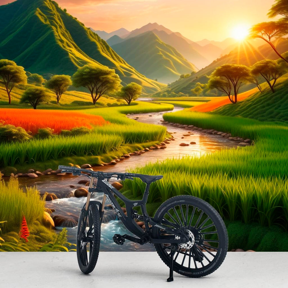 Stand-adjustment feature mirrors a real bike’s stance for versatile display.