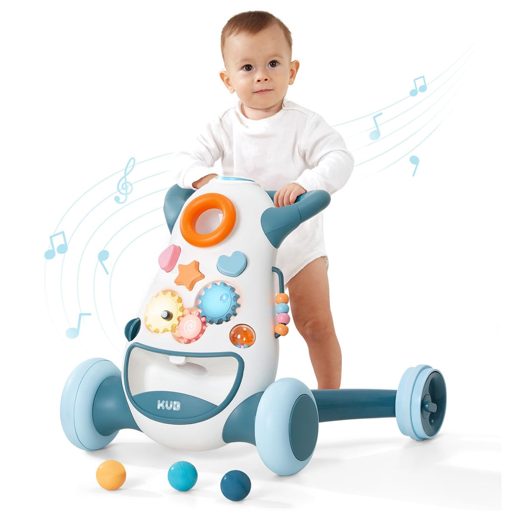 KUB Montessori Baby Walker interactive panel enhances early motor skills with shapes and lights.