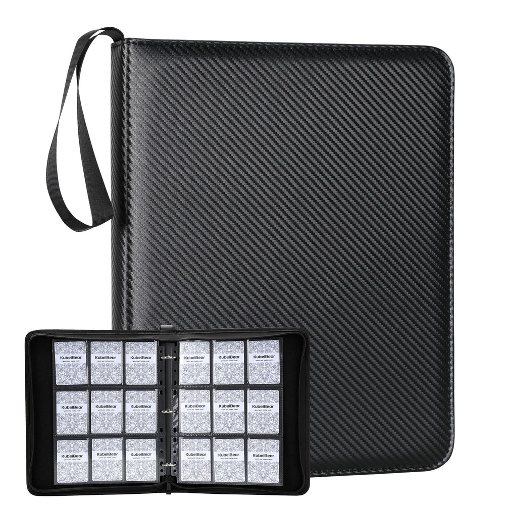 KuBeiBear card binder with 9-pocket sleeves for organized trading card storage.