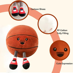 KUCCO-PILLOW basketball plush on sofa adds sporty charm and soft comfort