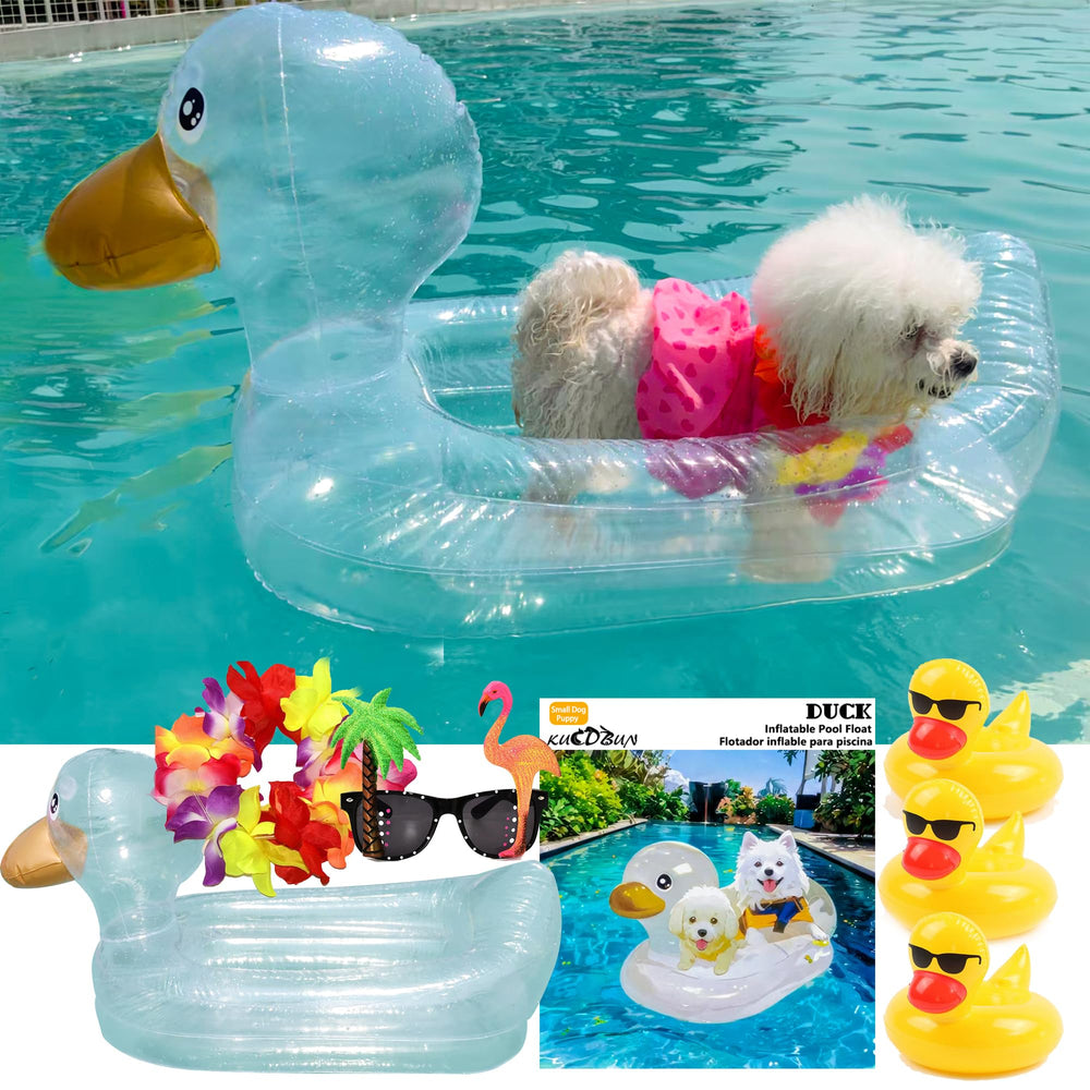 KUCDBUN dog pool float provides buoyant support for small dogs in water.