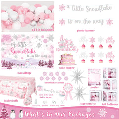 Kudapity pink snowflake balloons garland elevates party mood and photo moments