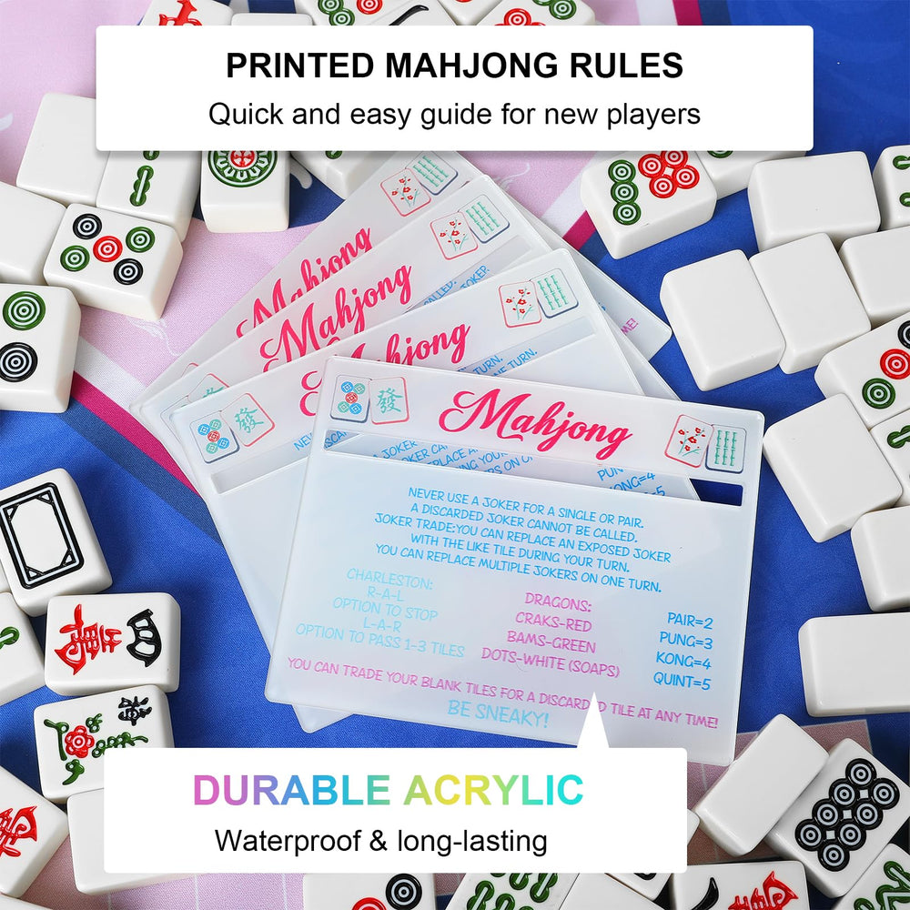 KUIRAN Mahjong Line Finder with rule cards on table helps reading speed and accuracy.