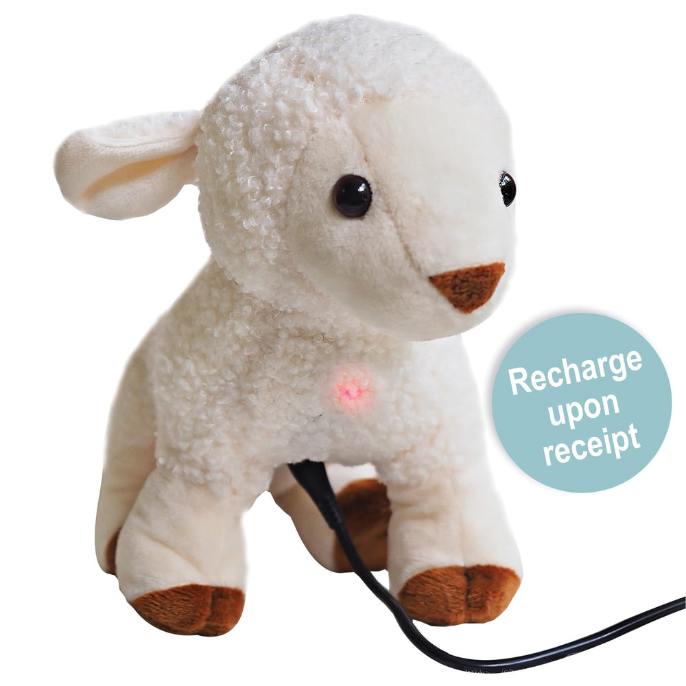 Kulumi My Little Lamb nose-button activation close-up illustrating simple on/off control