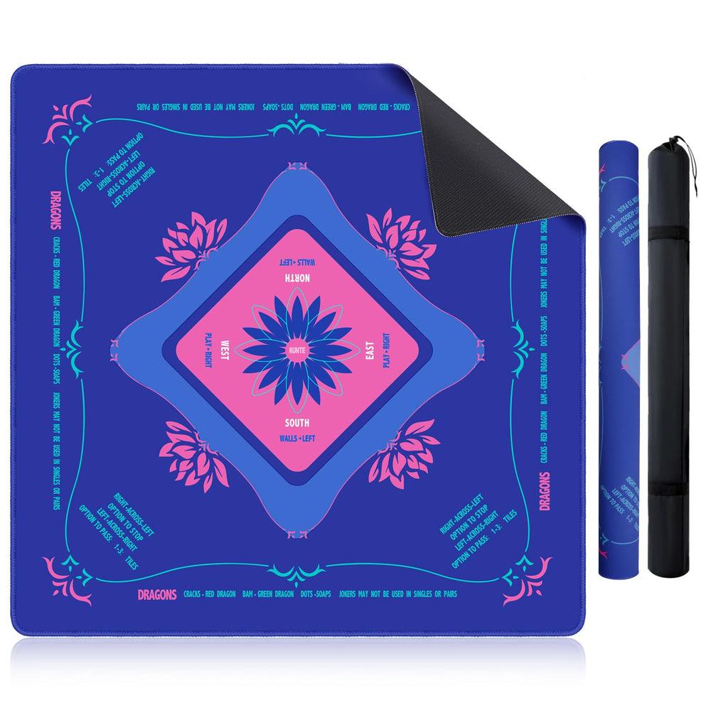 KUNTE Mahjong mat on blue table top ensures stable gameplay
