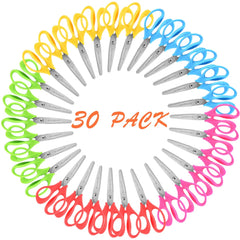 KUONIIY 5-inch kids scissors with soft grip handles for safe classroom crafts.