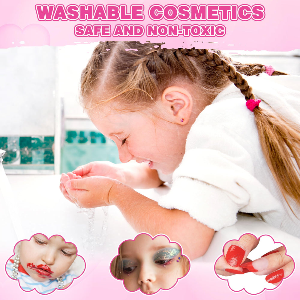 Kuovei cosmetic box and sticker decor keeps supplies organized after playtime.