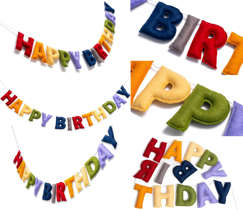 KUQJJQU Happy Birthday banner in retro colors ready to hang, fast setup