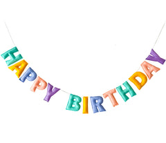 KUQJJQU pre-strung Happy Birthday banner with pastel letters, quick hang for celebrations.