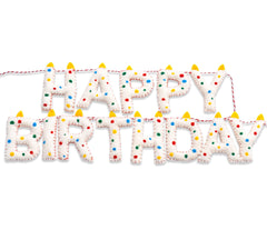 KUQJJQU pre-strung Happy Birthday banner ready to hang for any kid's party setup.