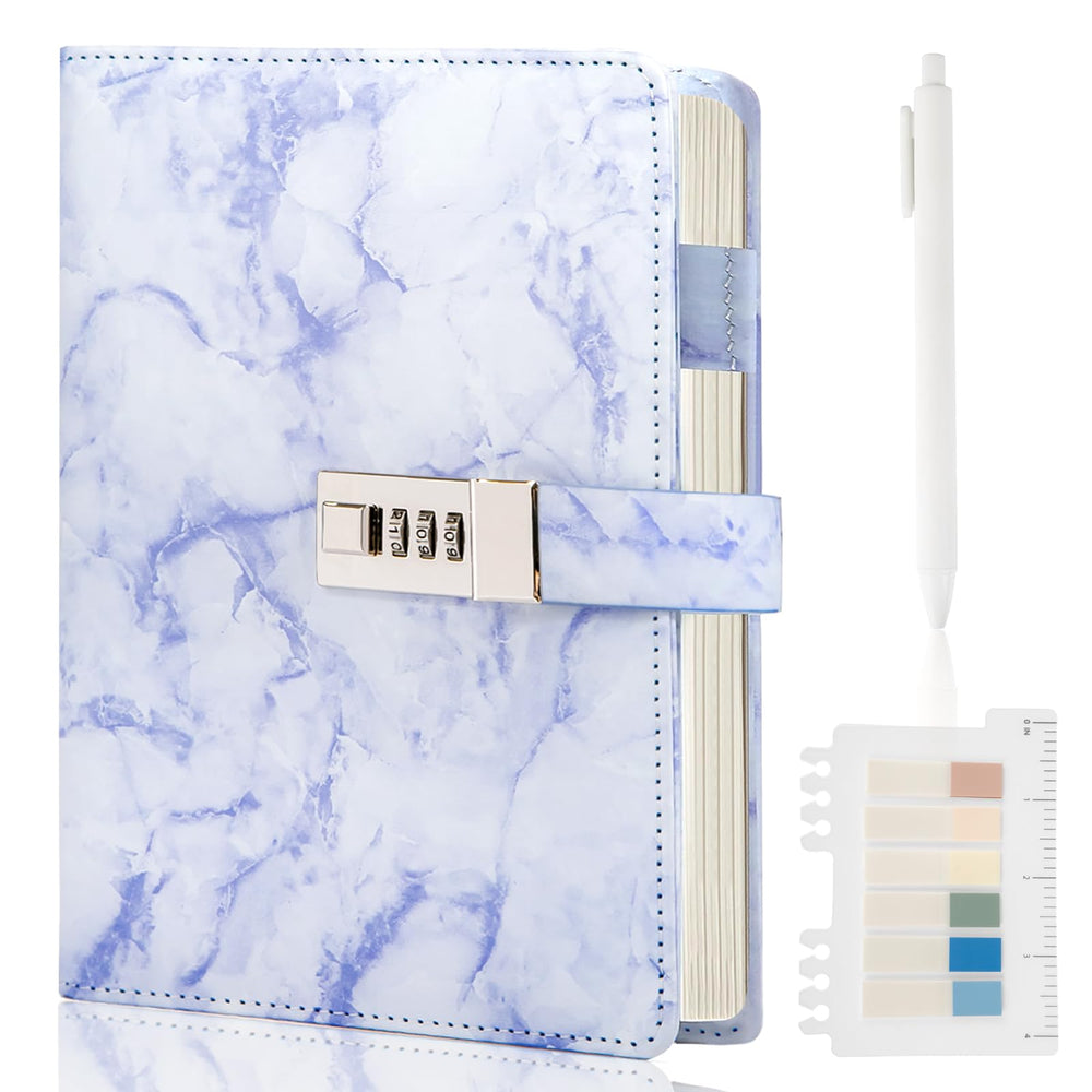 Kutoda Marble Diary with Lock on purple cover for secure journaling on the go