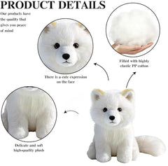 KUUDESOXX Arctic Fox plush displayed on shelf for decorative charm.