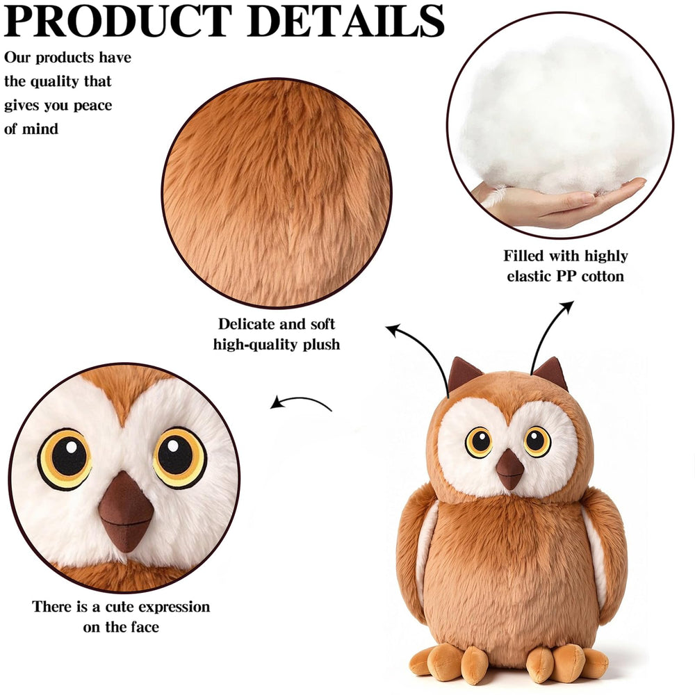 KUUDESOXX brown owl plush, a hugable companion for quiet moments and bedtime.