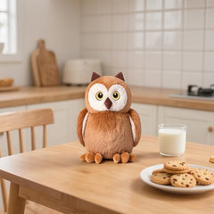KUUDESOXX brown owl plush adds charm to kids room decor and play corner.