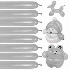 KUULBELA 260 skinny silver balloons for elegant wedding decor and party styling.