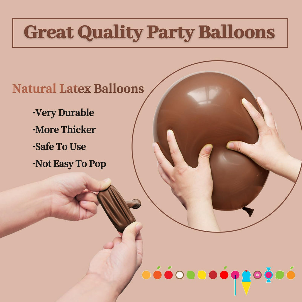 KUULBELA balloon arch decoration idea with brown latex balloons for elegant setup.
