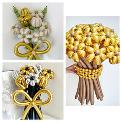 KUULBELA gold long balloons suit baby showers and festive table decor.