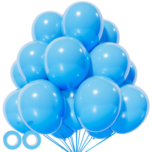 KUULBELA light-blue 12in balloons arranged in an arc for festive decor