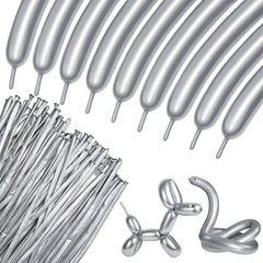 KUULBELA metallic silver long balloon for DIY animal shapes and party decor.